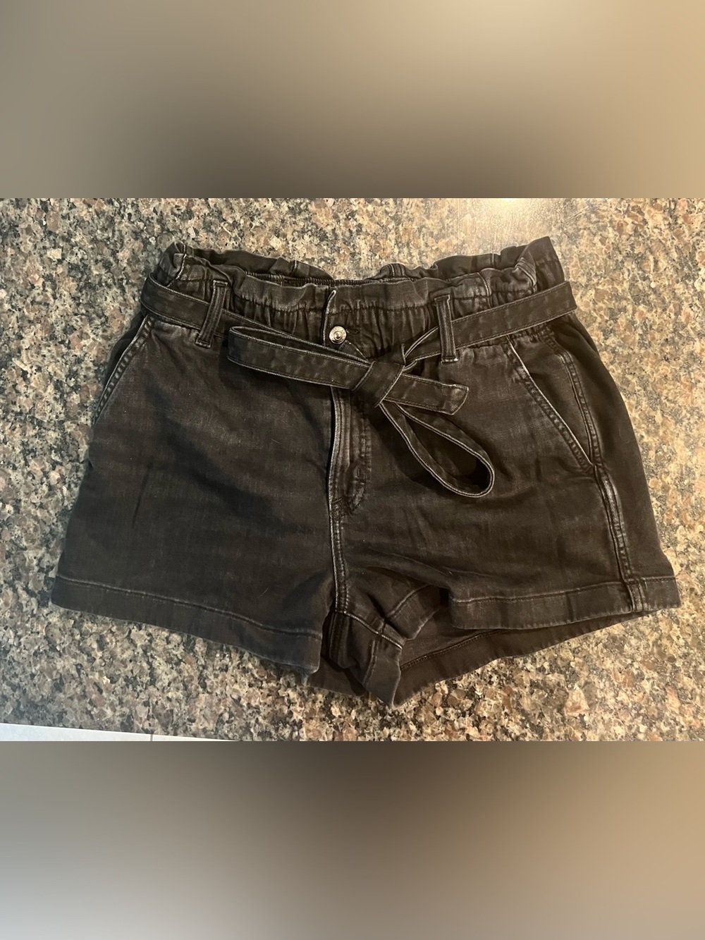 American Eagle Black Paperbag Waist Tie Shorts